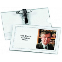 Portabadge mm. 90x55 con clip e spilla - Lebez 31-090-B - 50 pezzi