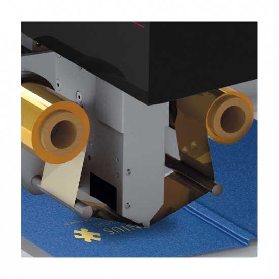 Dettaglio Foil Printer con ribbon foil oro in utilizzo